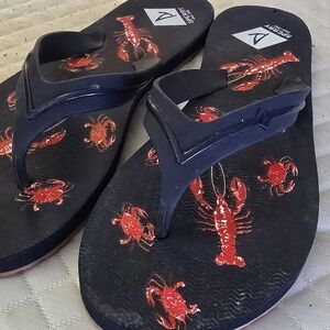 Sperry Navy and Red Lobster Sandals